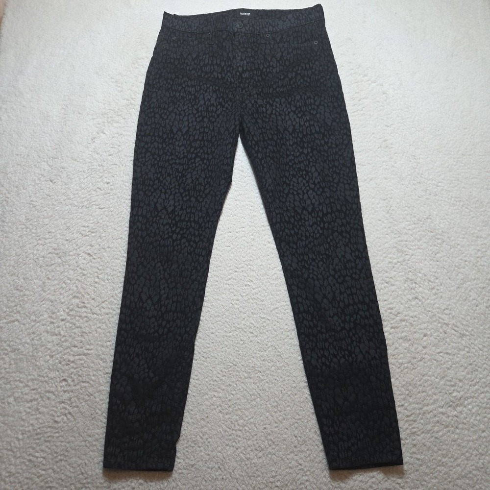 Hudson Jeans Black Barbara High Waist Super Skinny Size 30x29 Animal Print